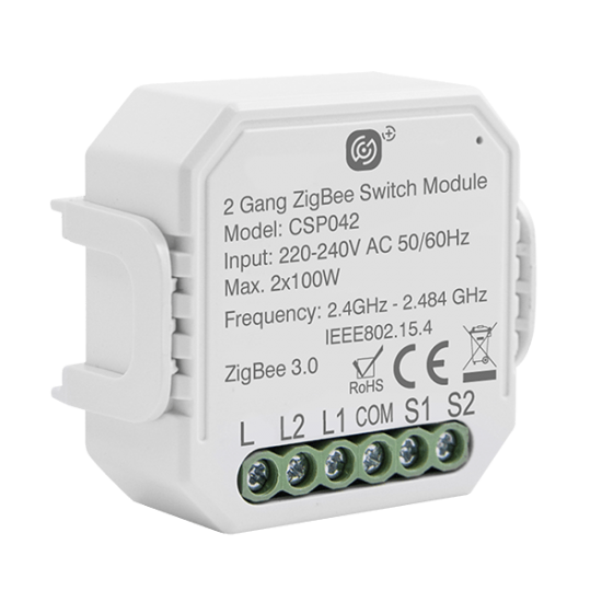 Click CSP042 White Click Smart Plus 2 Gang 2x 100W Smart Switching Receiver