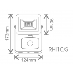 Rhine 3 Flood Light 10W 110&deg; SCT PIR ON/OFF Sensor