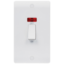 45 AMP DOUBLE POLE SWITCH C/W NEON 2 GANG PLATE MEDIAN